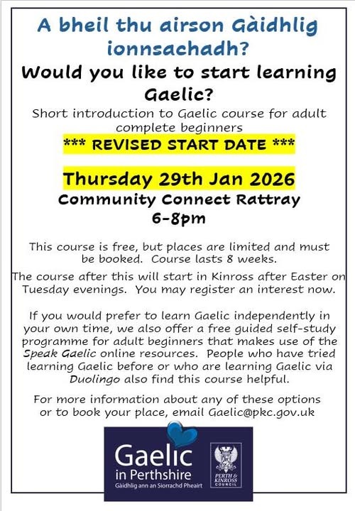 Gaelic in Perthshire - adult begineers class
